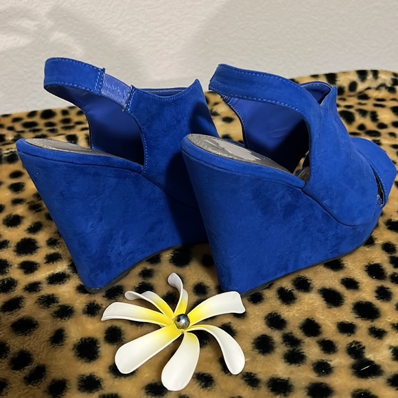 Cobalt Blue Wedge Heel Shoe - Picture 4 of 5